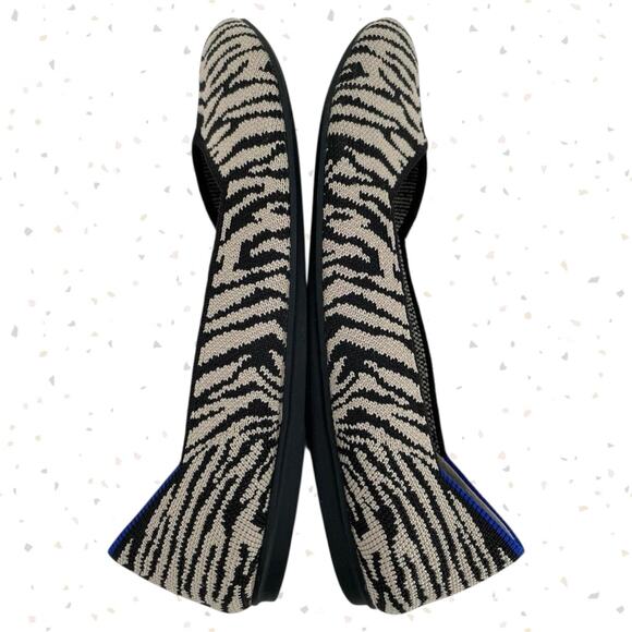 Black Zebra Neutral Animal Print Casual Shoes EDS Spoonie Rothy’s The Flat 6.5 - Picture 3 of 15